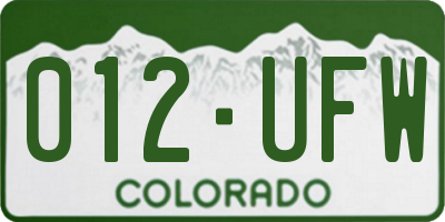 CO license plate 012UFW