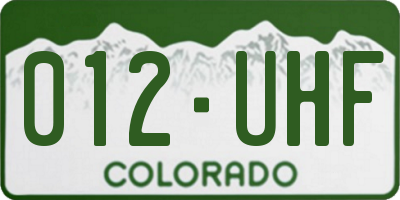 CO license plate 012UHF