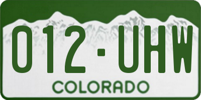 CO license plate 012UHW