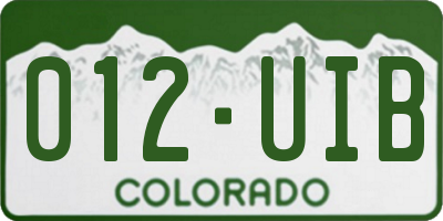 CO license plate 012UIB