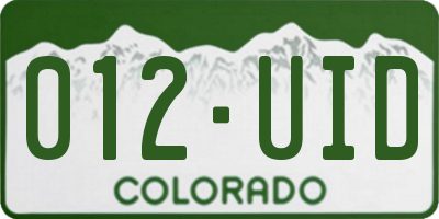 CO license plate 012UID