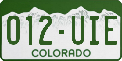 CO license plate 012UIE