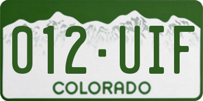 CO license plate 012UIF