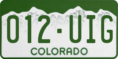 CO license plate 012UIG