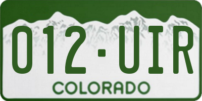 CO license plate 012UIR