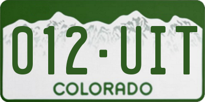 CO license plate 012UIT