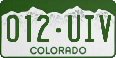 CO license plate 012UIV