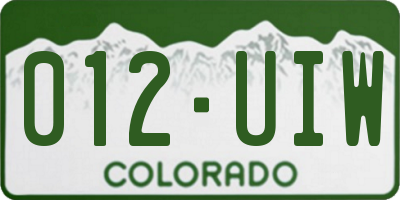 CO license plate 012UIW