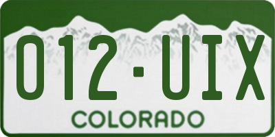 CO license plate 012UIX