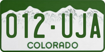 CO license plate 012UJA