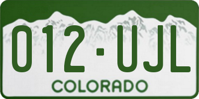 CO license plate 012UJL
