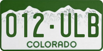 CO license plate 012ULB