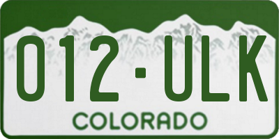 CO license plate 012ULK