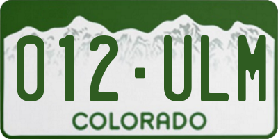 CO license plate 012ULM