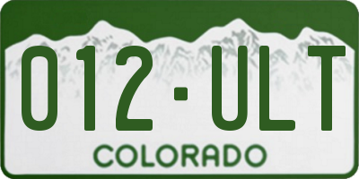 CO license plate 012ULT