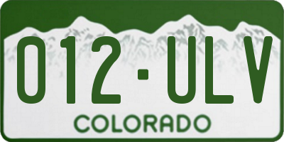 CO license plate 012ULV