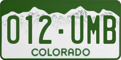 CO license plate 012UMB