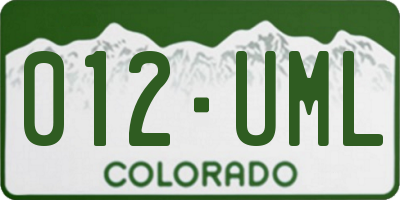 CO license plate 012UML