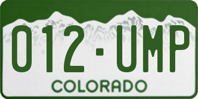 CO license plate 012UMP