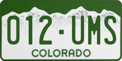 CO license plate 012UMS
