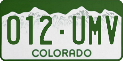 CO license plate 012UMV
