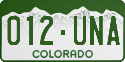 CO license plate 012UNA