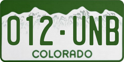 CO license plate 012UNB
