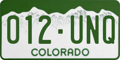 CO license plate 012UNQ