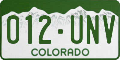 CO license plate 012UNV