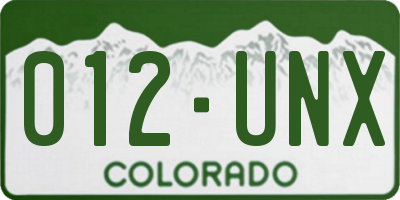 CO license plate 012UNX