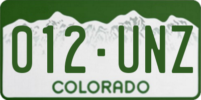 CO license plate 012UNZ