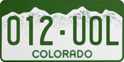 CO license plate 012UOL