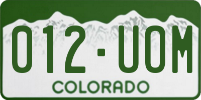 CO license plate 012UOM