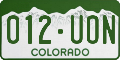 CO license plate 012UON