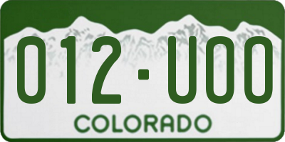 CO license plate 012UOO