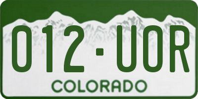 CO license plate 012UOR