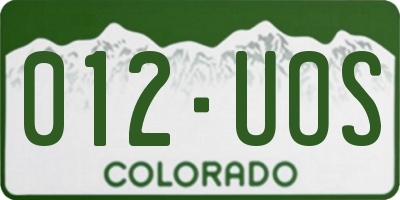 CO license plate 012UOS