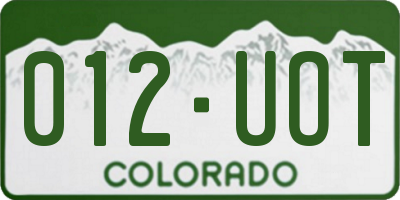 CO license plate 012UOT