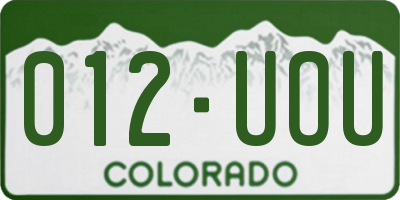 CO license plate 012UOU