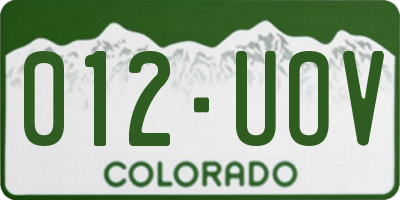 CO license plate 012UOV