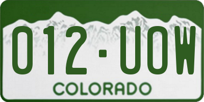 CO license plate 012UOW