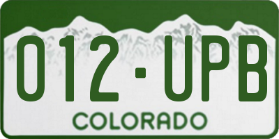 CO license plate 012UPB