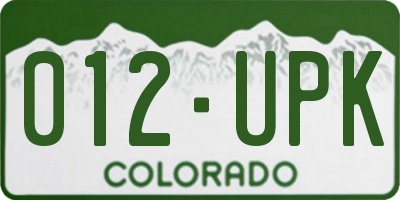 CO license plate 012UPK