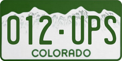CO license plate 012UPS