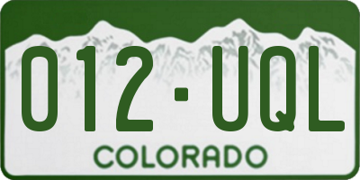 CO license plate 012UQL