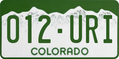 CO license plate 012URI
