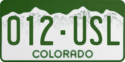 CO license plate 012USL