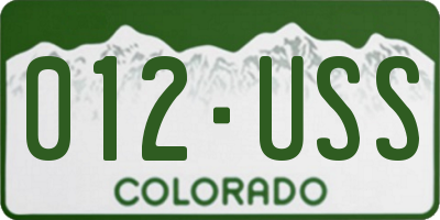 CO license plate 012USS