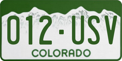 CO license plate 012USV