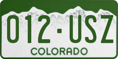 CO license plate 012USZ